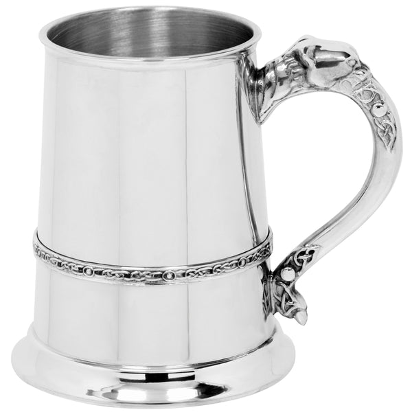 english factory 1 Pint* Pewter Beer Mug Tankard with Intricate Celtic Lion Handle Design