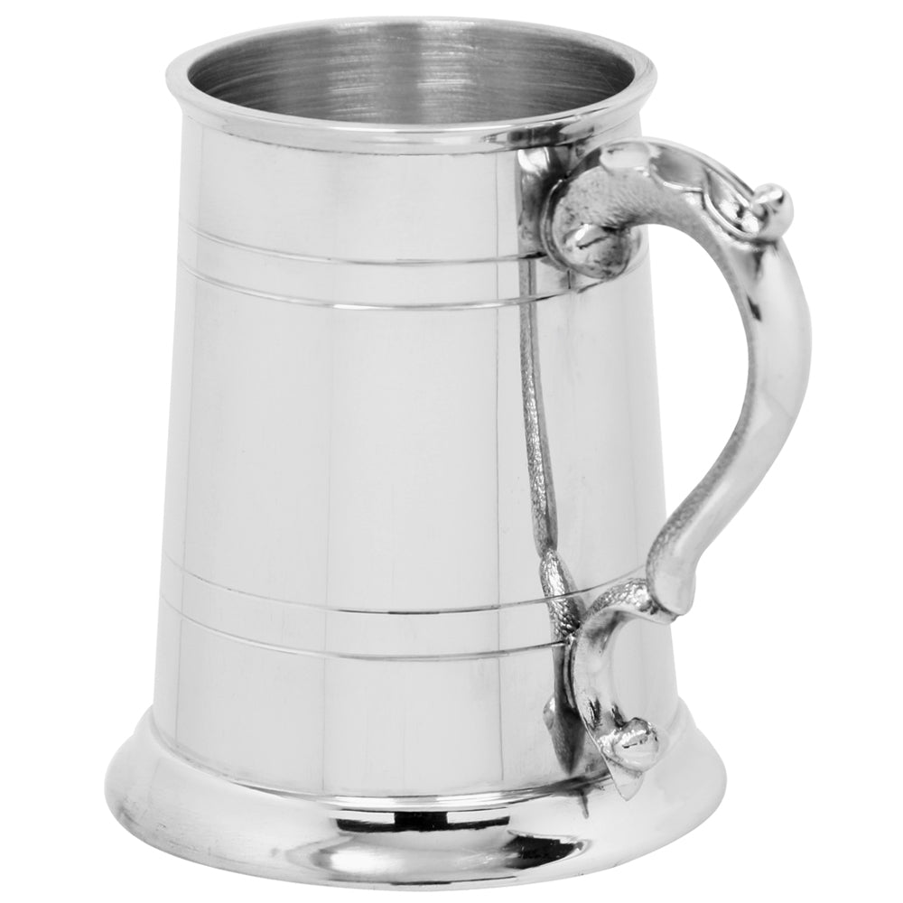 English Factory 1 Pint* Pewter Beer Mug Tankard With Intricate Curved Handle