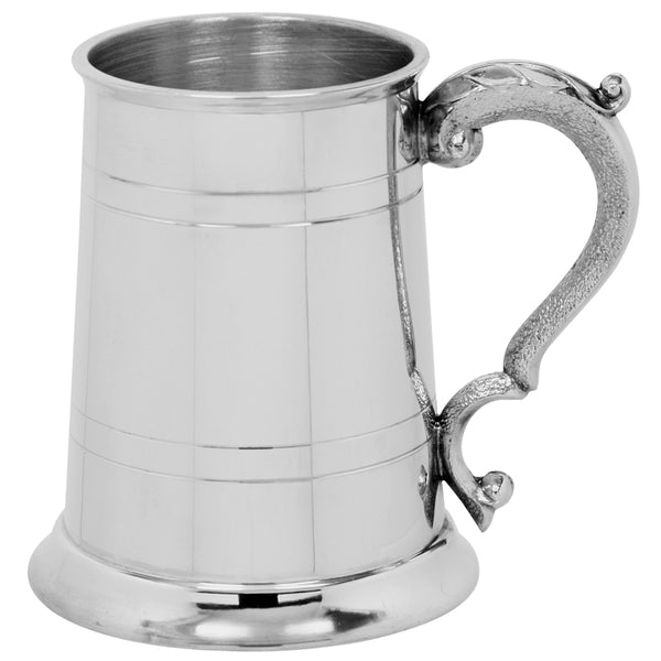 english factory 1 Pint* Pewter Beer Mug Tankard With Intricate Curved Handle