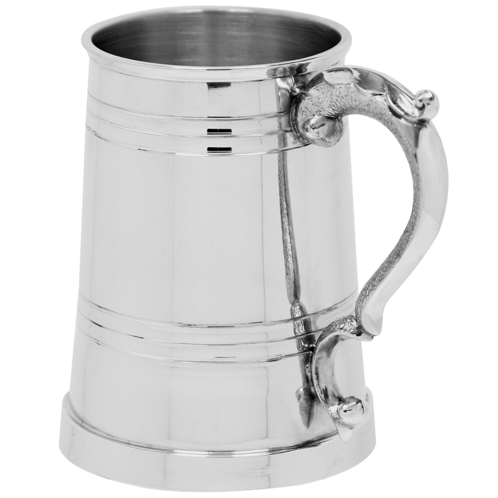 English Factory 1 Pint* Pewter Beer Mug Tankard With Ornate Handle