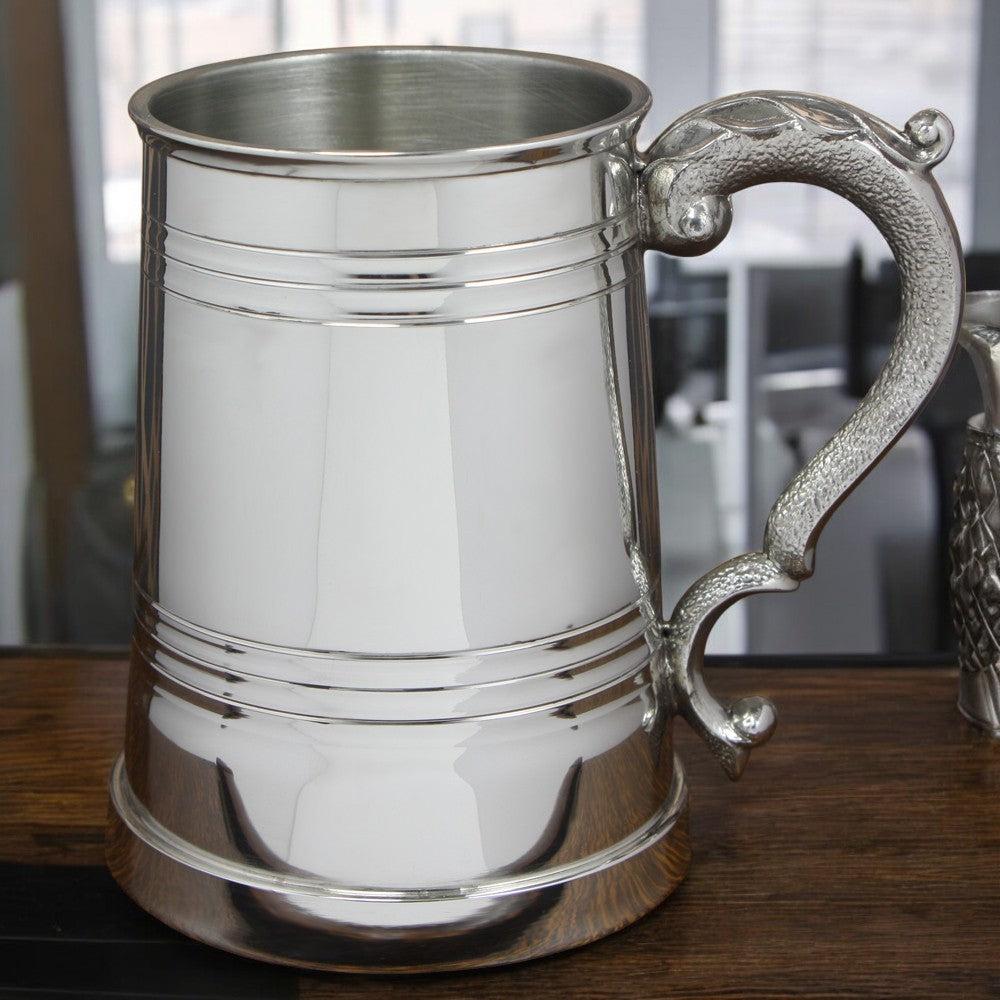 English Factory 1 Pint* Pewter Beer Mug Tankard With Ornate Handle