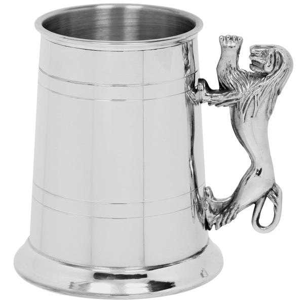 english factory 1 Pint* Pewter Beer Mug Tankard With Scottish Rampant Lion Handle