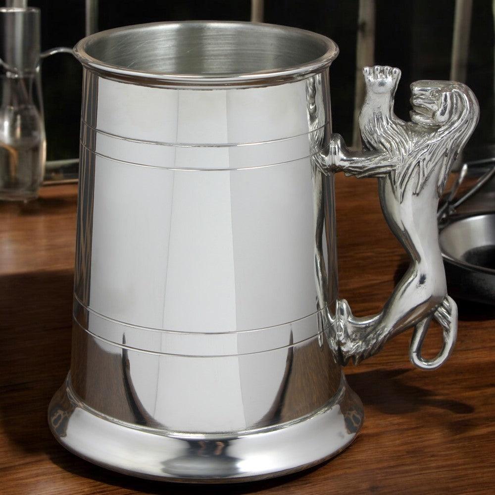 English Factory 1 Pint* Pewter Beer Mug Tankard With Scottish Rampant Lion Handle