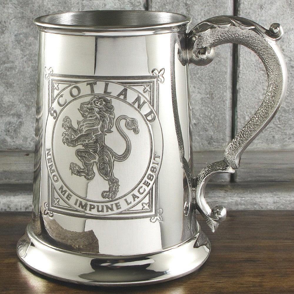 English Factory 1 Pint* Pewter Beer Mug Tankard With Scottish Rampant Lion Design