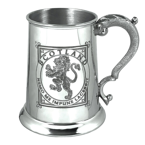 english factory 1 Pint* Pewter Beer Mug Tankard with Scottish Rampant Lion Design