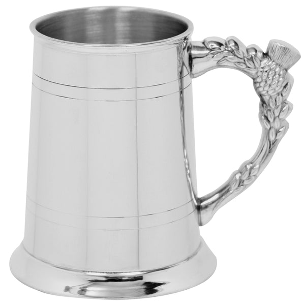 English Factory 1 Pint* Pewter Beer Mug Tankard With Scottish Thistle Handle