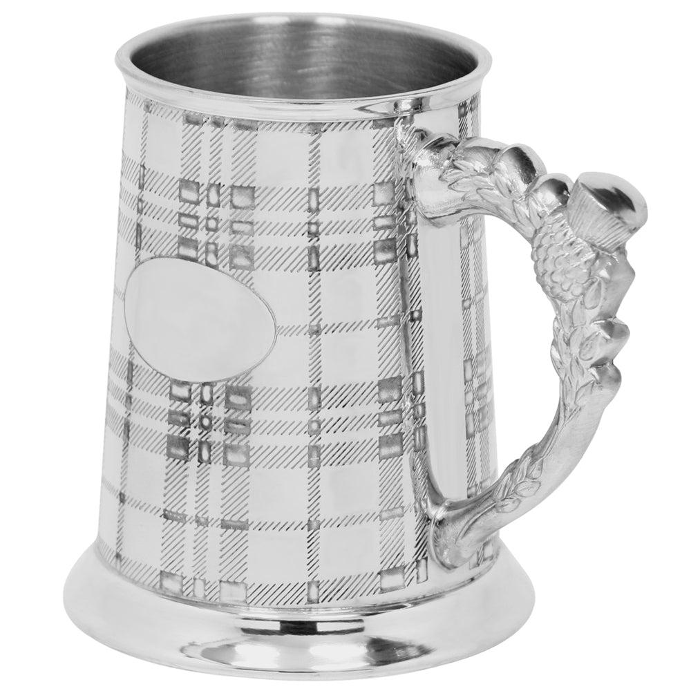 English Factory 1 Pint* Pewter Beer Mug Tankard With Tartan Design