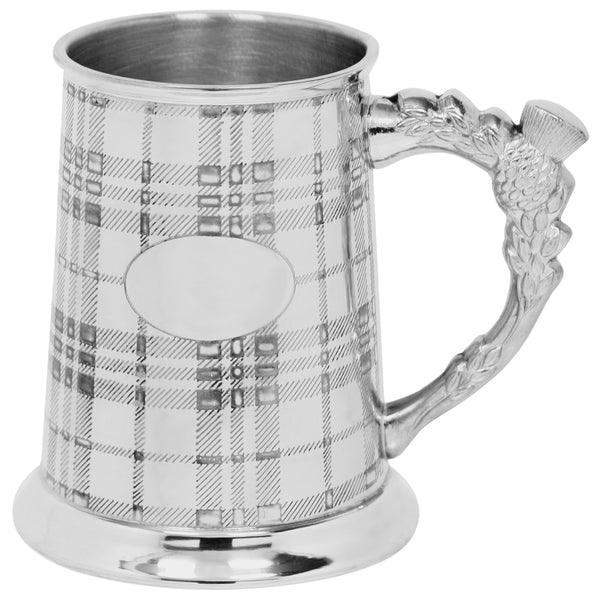 english factory 1 Pint* Pewter Beer Mug Tankard with Tartan Design