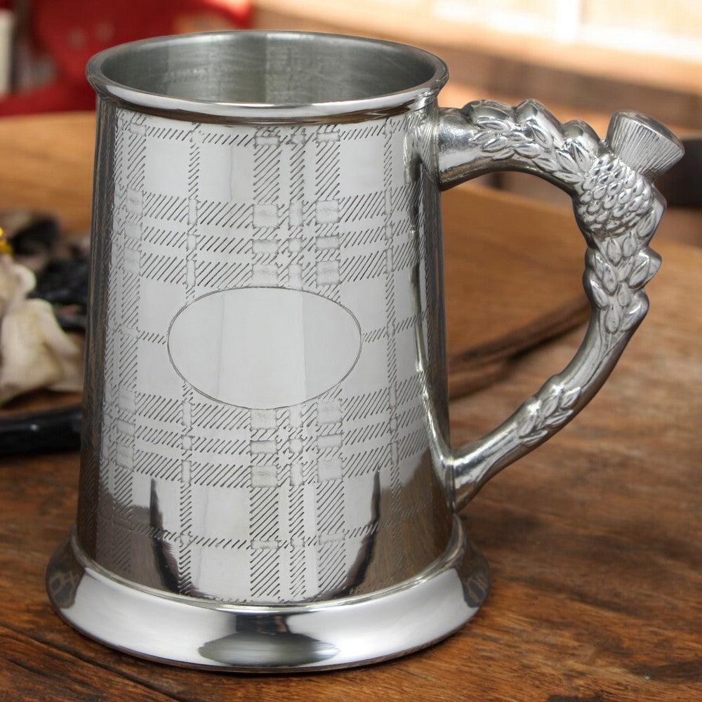 English Factory 1 Pint* Pewter Beer Mug Tankard With Tartan Design