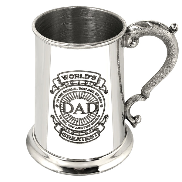 english factory 1 Pint* Pewter Beer Mug Tankard with World's Greatest Dad Design