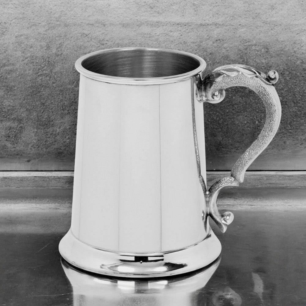 English Factory 1 Pint* Plain Pewter Beer Mug Tankard With Ornate Handle