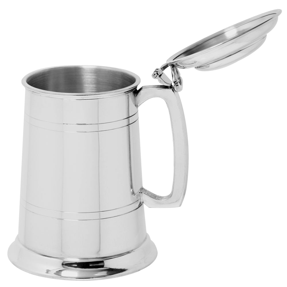 English Factory 1 Pint* Standard Pewter Beer Mug Stein Tankard With Hinged Lid