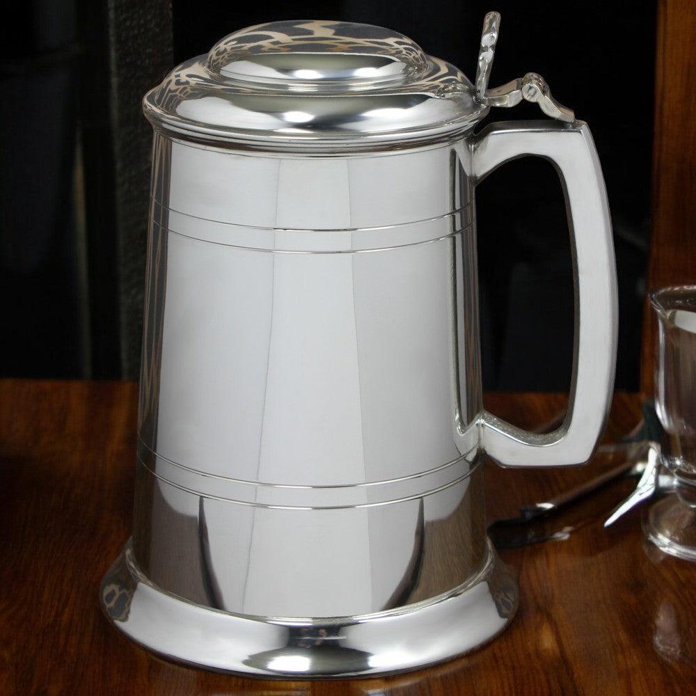 English Factory 1 Pint* Standard Pewter Beer Mug Stein Tankard With Hinged Lid