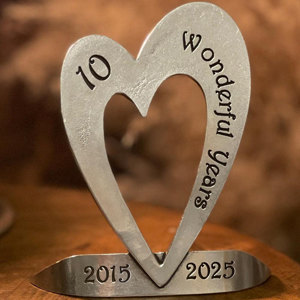 English Factory 10th Tenth Tin Ten Year Wedding Anniversary Heart Keepsake Gift Personalised With Your Years