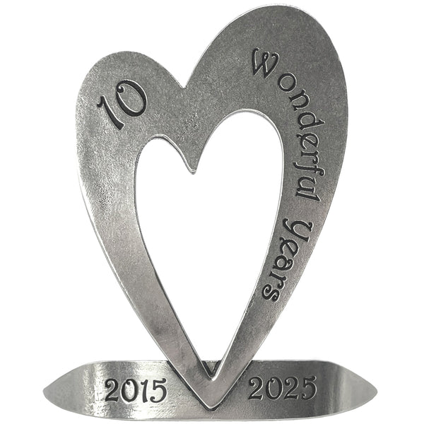english factory 10th Tenth Tin Ten Year Wedding Anniversary Heart Keepsake Gift Personalised With Your Years