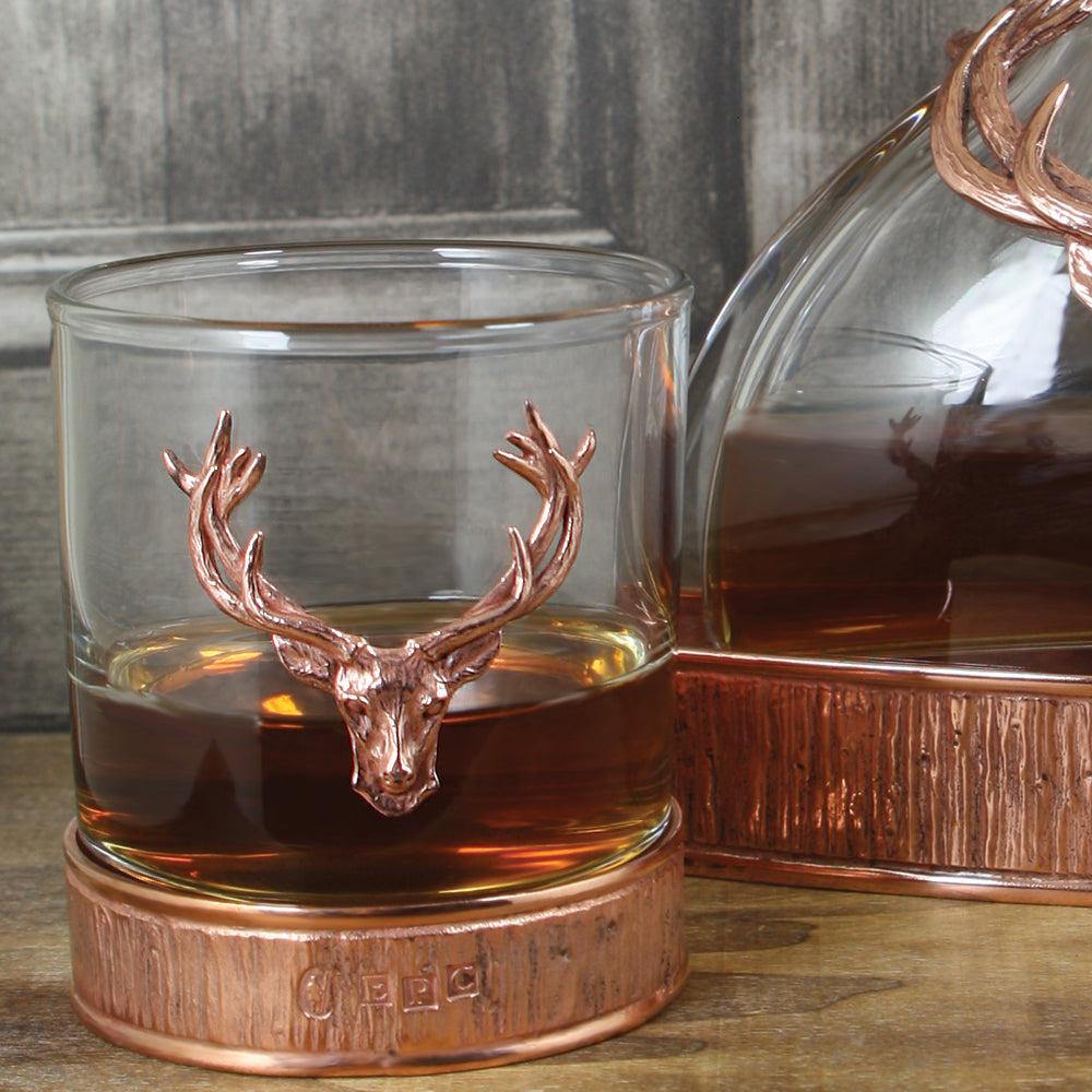English Factory 11oz Copper Majestic Stag Head Pewter Whisky Glass Tumbler