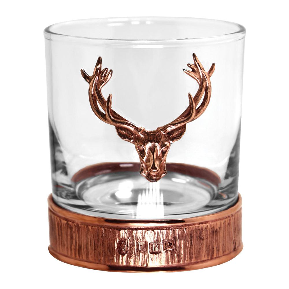 English Factory 11oz Copper Majestic Stag Head Pewter Whisky Glass Tumbler Set Of 2