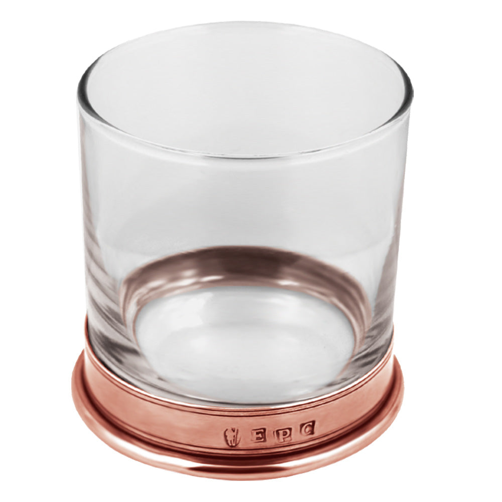 English Factory 11oz Copper Pewter Rose Whisky Glass Tumbler Set Of 2