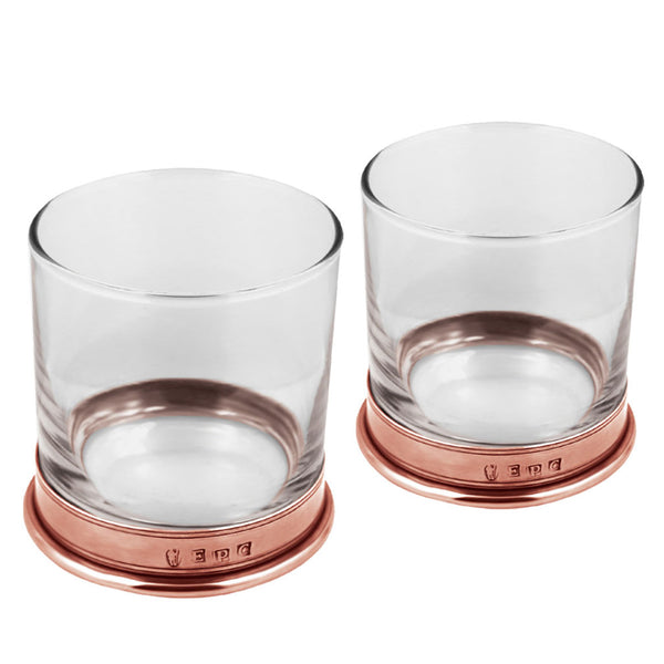 english factory 11oz Copper Pewter Rose Whisky Glass Tumbler Set of 2