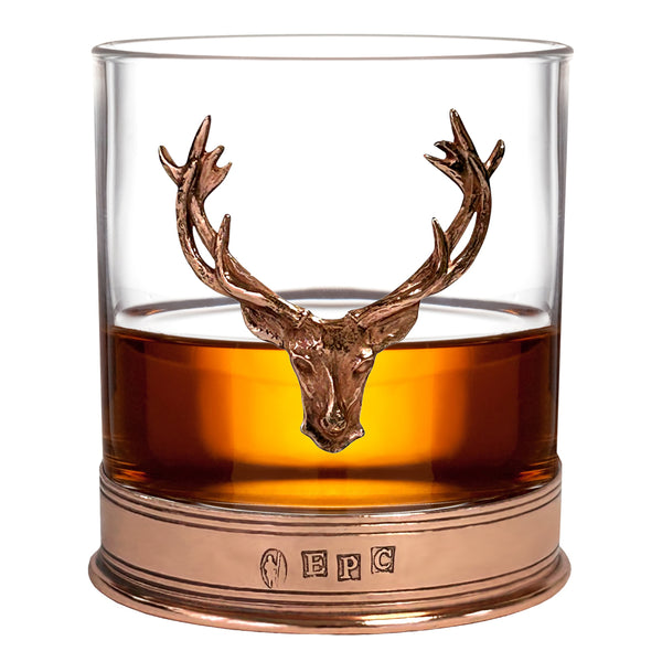 english factory 11oz Copper Stag Head Pewter Whisky Glass Tumbler