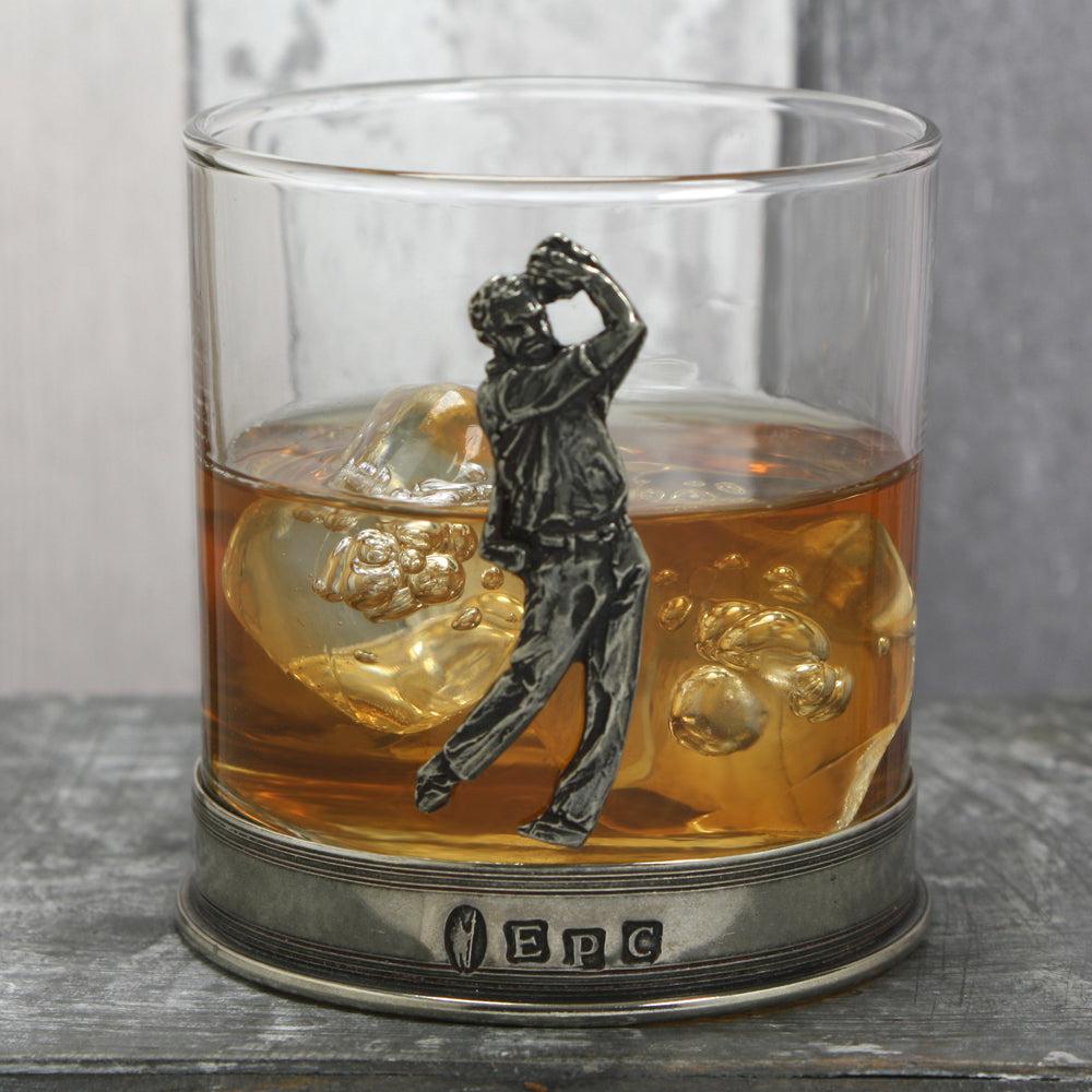 English Factory 11oz Golf Pewter Whisky Glass Tumbler