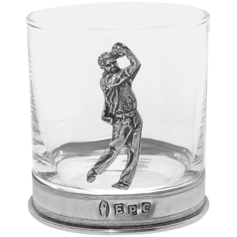 English Factory 11oz Golf Pewter Whisky Glass Tumbler Set Of 2