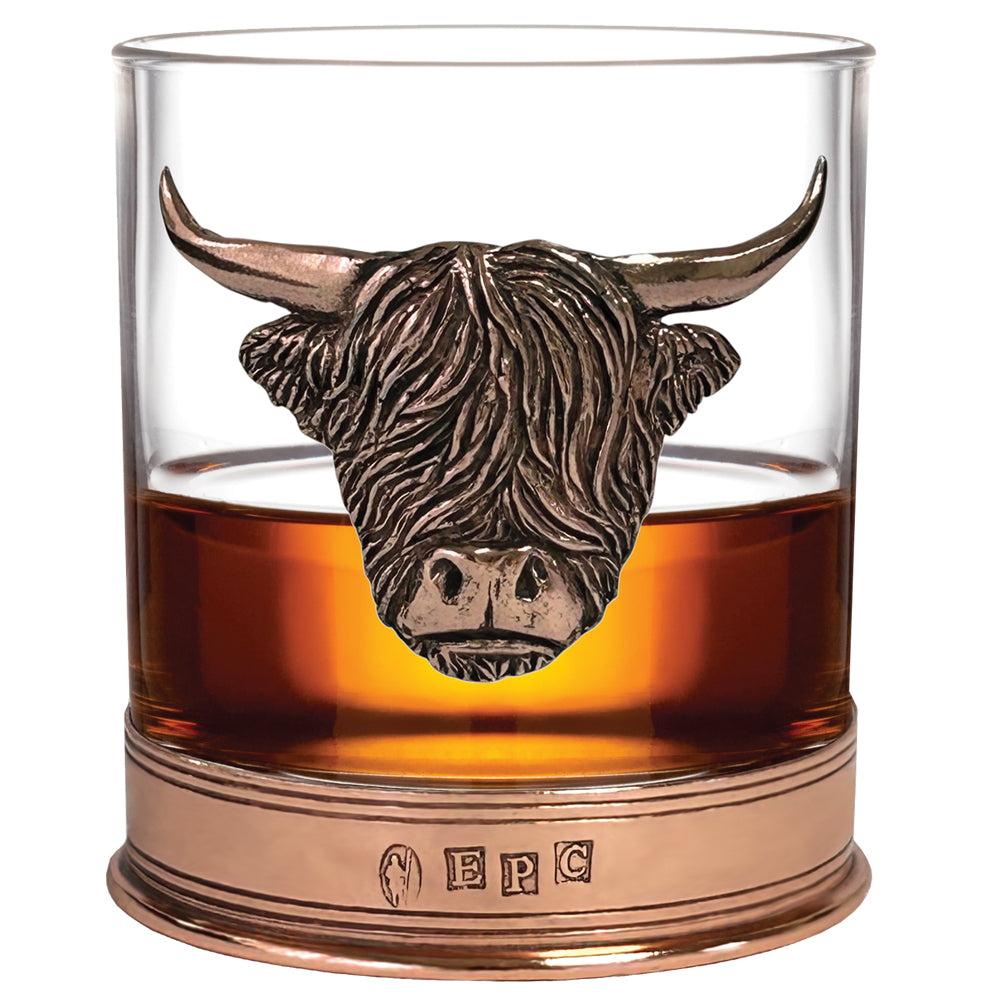 English Factory 11oz Highland Cow Copper Whisky Glass Tumbler Set Of 2