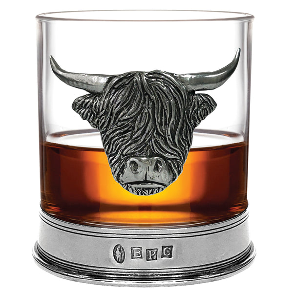 english factory 11oz Highland Cow Pewter Whisky Glass Tumbler