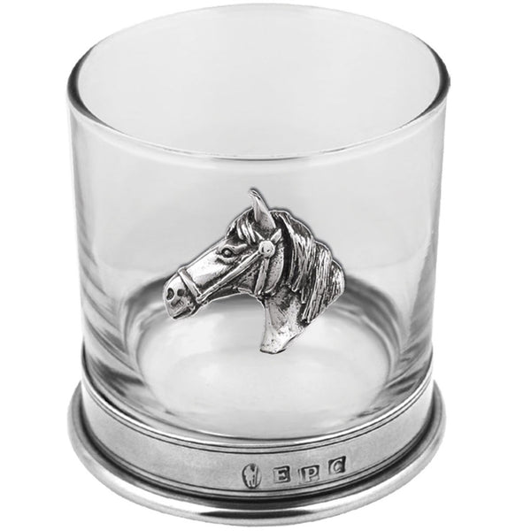 english factory 11oz Horse Head Pewter Whisky Glass Tumbler