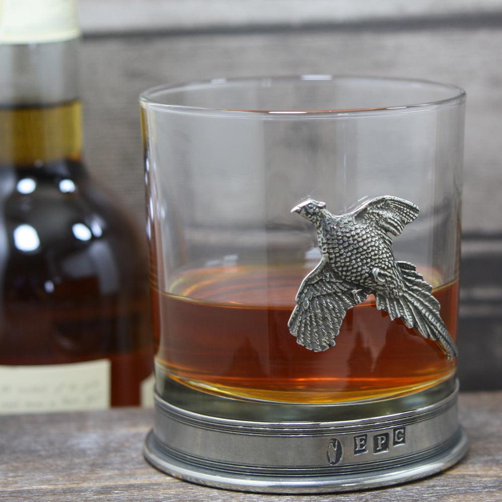 English Factory 11oz Pheasant Pewter Whisky Glass Tumbler