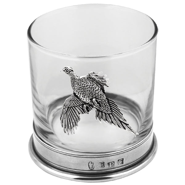 English Factory 11oz Pheasant Pewter Whisky Glass Tumbler