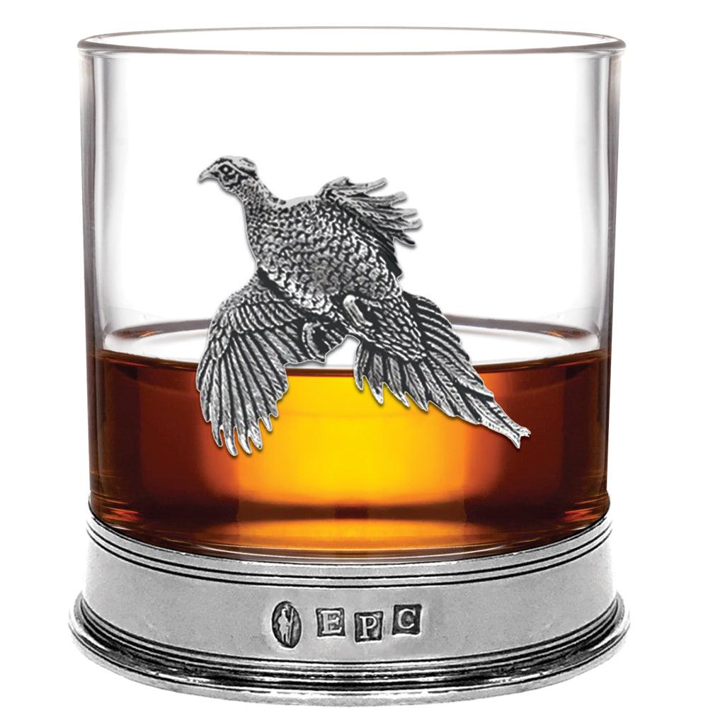 English Factory 11oz Pheasant Pewter Whisky Glass Tumbler Set Of 2