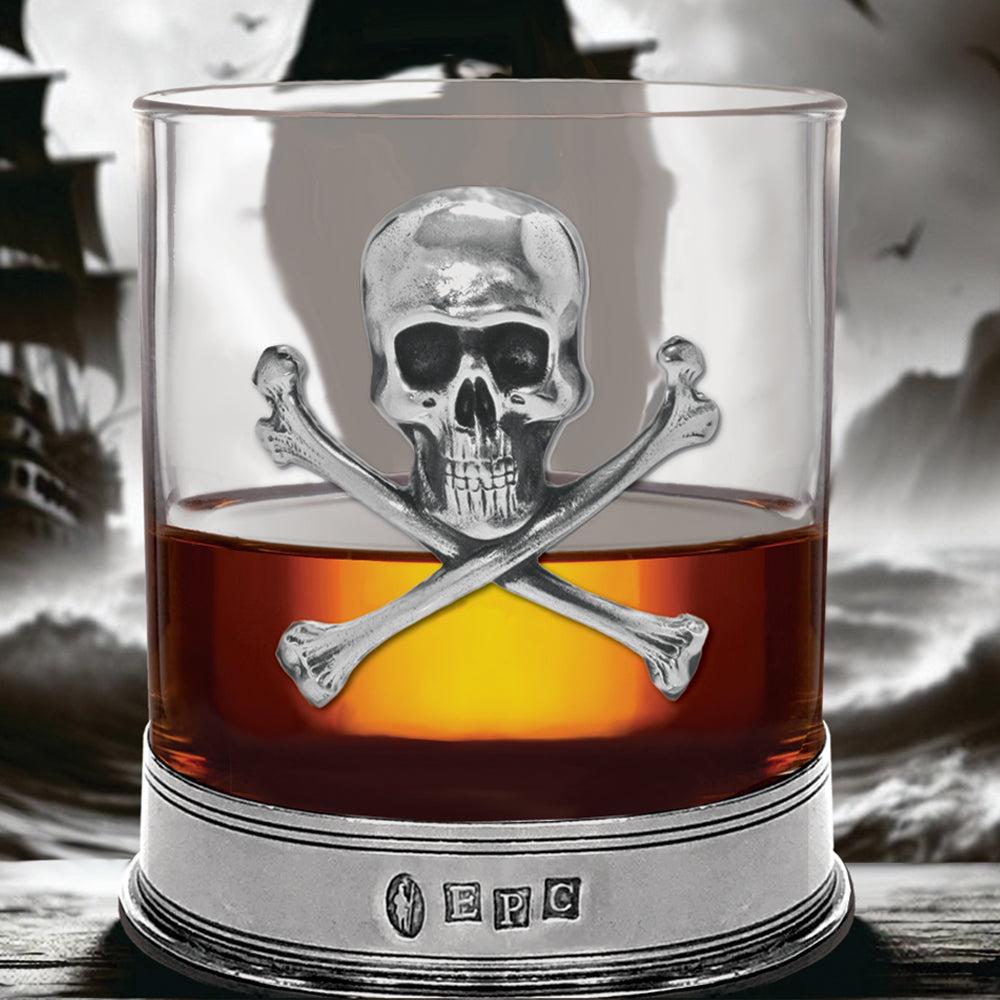 English Factory 11oz Poison Skull And Cross Bones Pewter Rum Or Whisky Glass Tumbler