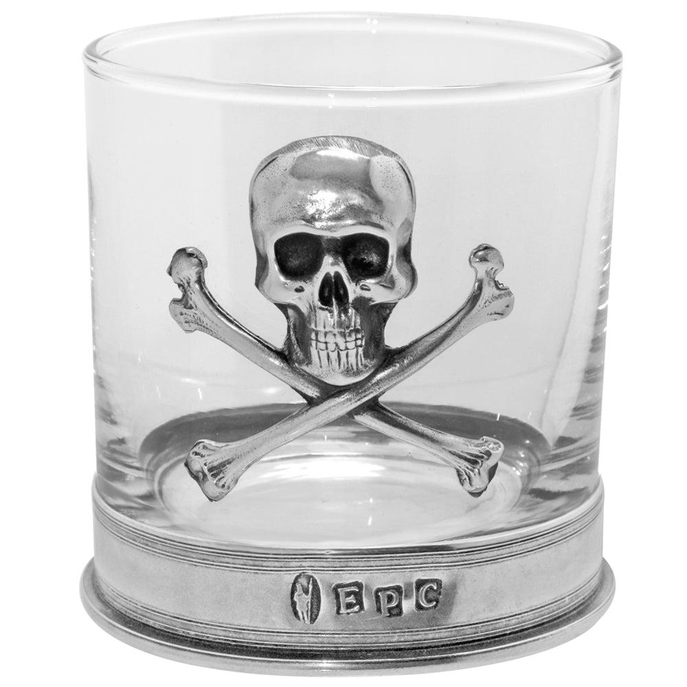 English Factory 11oz Poison Skull And Cross Bones Pewter Rum Or Whisky Glass Tumbler Set Of 2