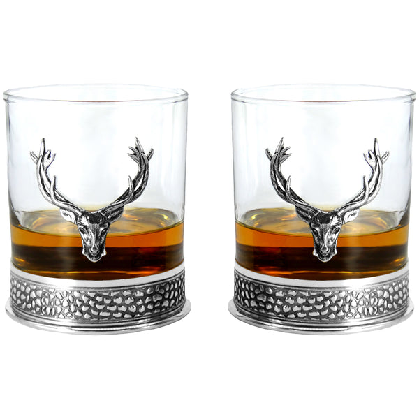 english factory 11oz REGAL STAG WHISKEY OR RUM DOUBLE GLASS TUMBLER
