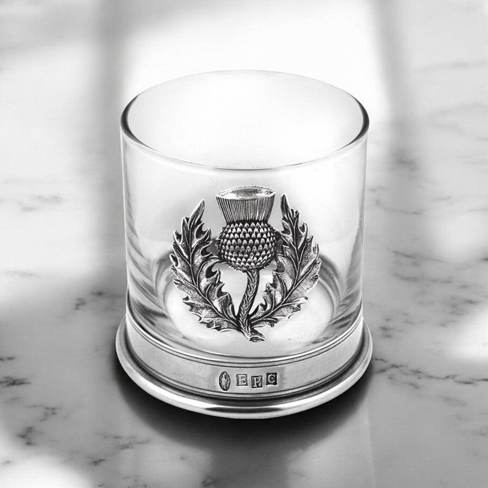English Factory 11oz Scottish Thistle Pewter Whisky Glass Tumbler