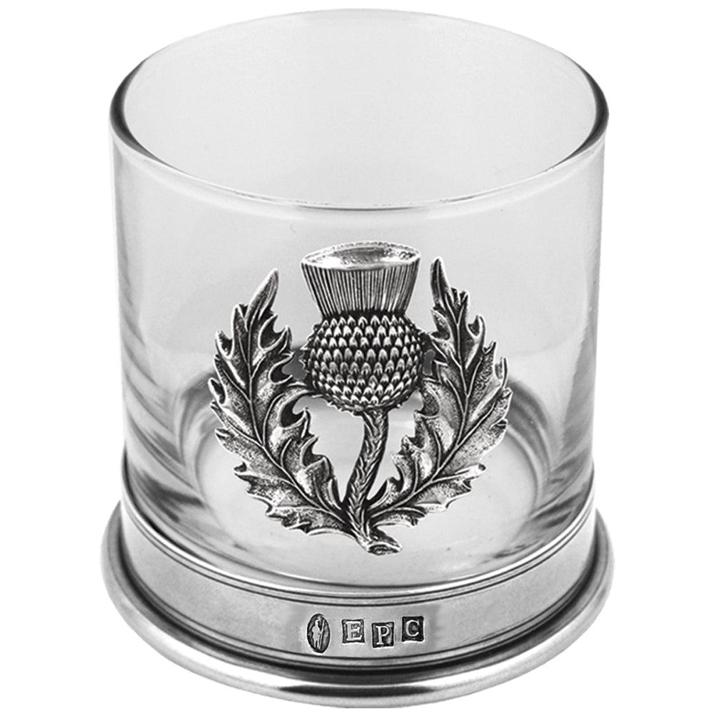 English Factory 11oz Scottish Thistle Pewter Whisky Glass Tumbler Set Of 2
