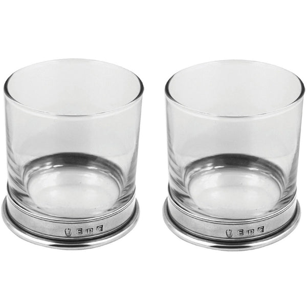 english factory 11oz Vogue Pewter Whisky Glass Tumbler Set of 2