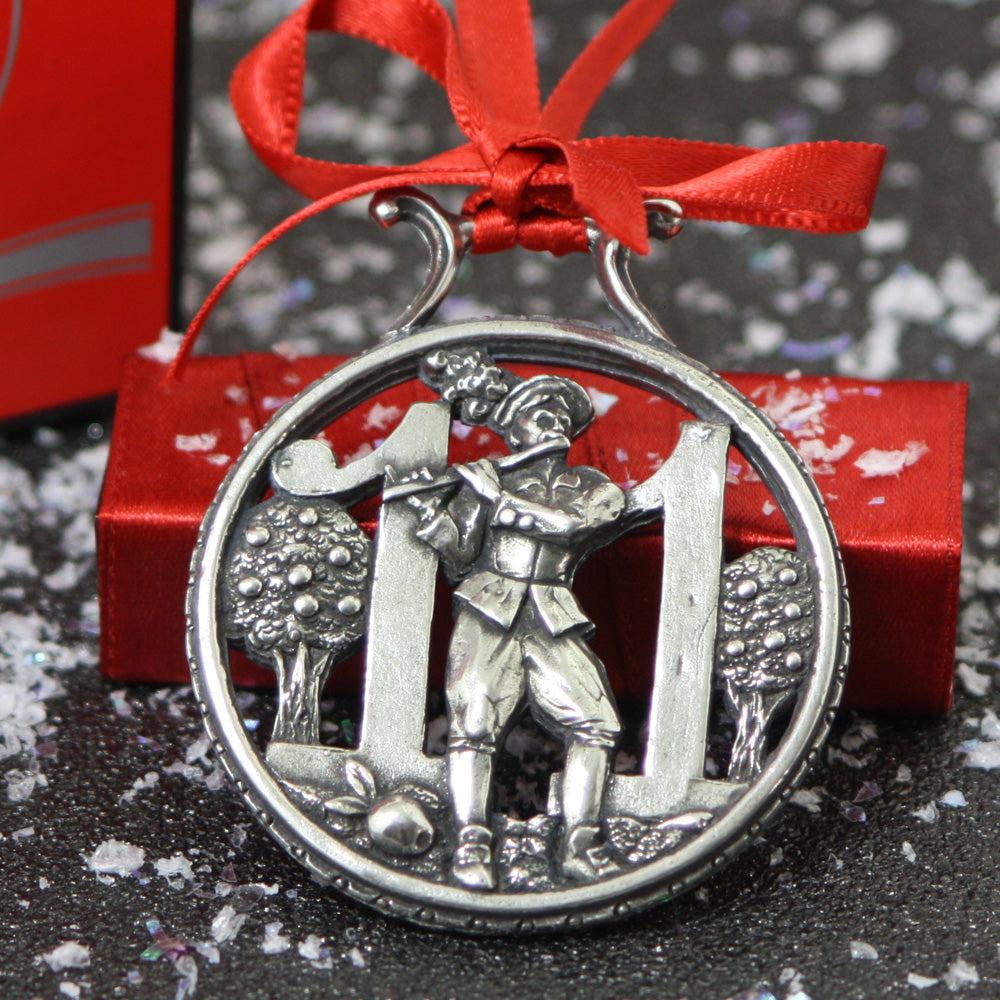English Factory 11th Day Of Christmas Tree Pewter Ornament Bauble Decoration