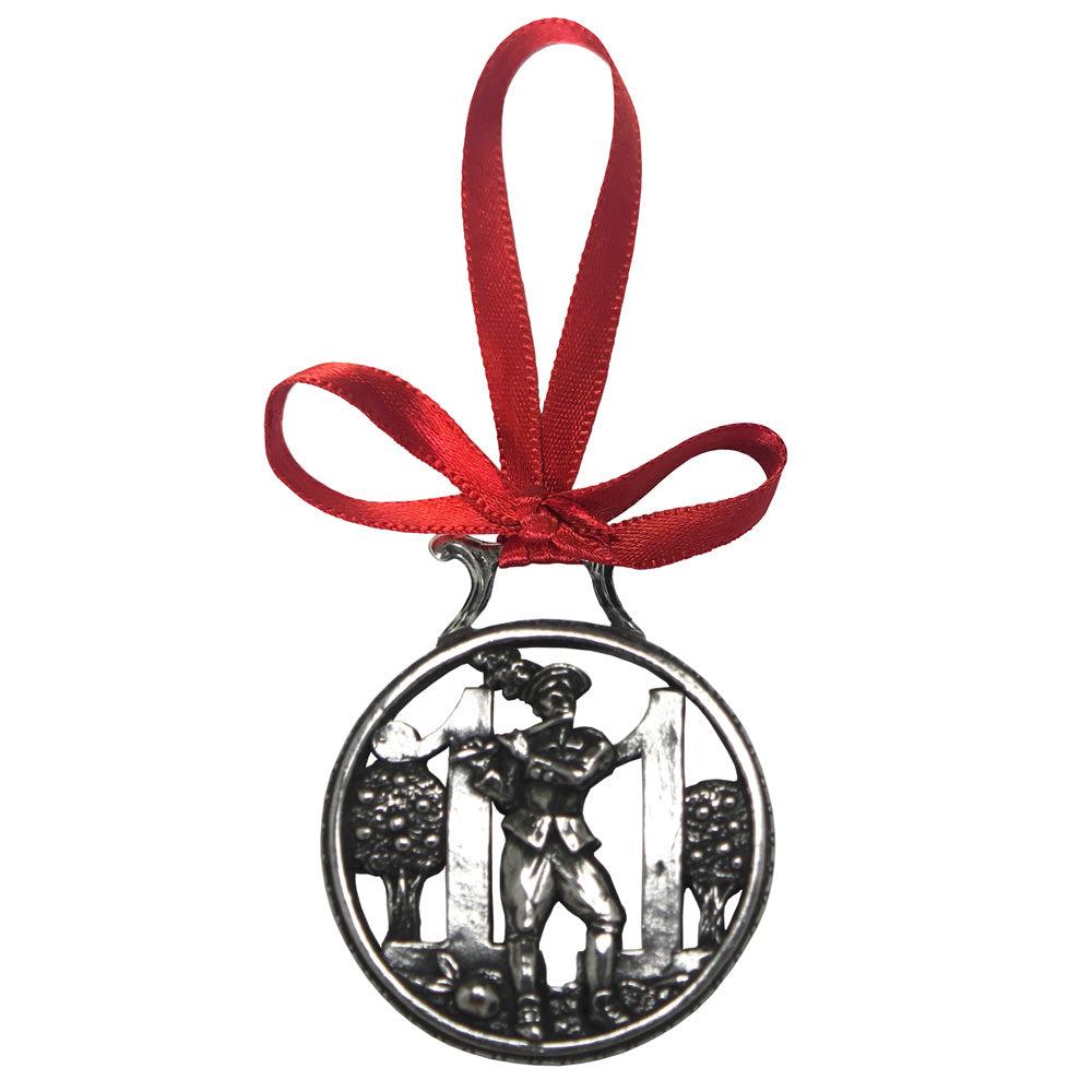 English Factory 11th Day Of Christmas Tree Pewter Ornament Bauble Decoration