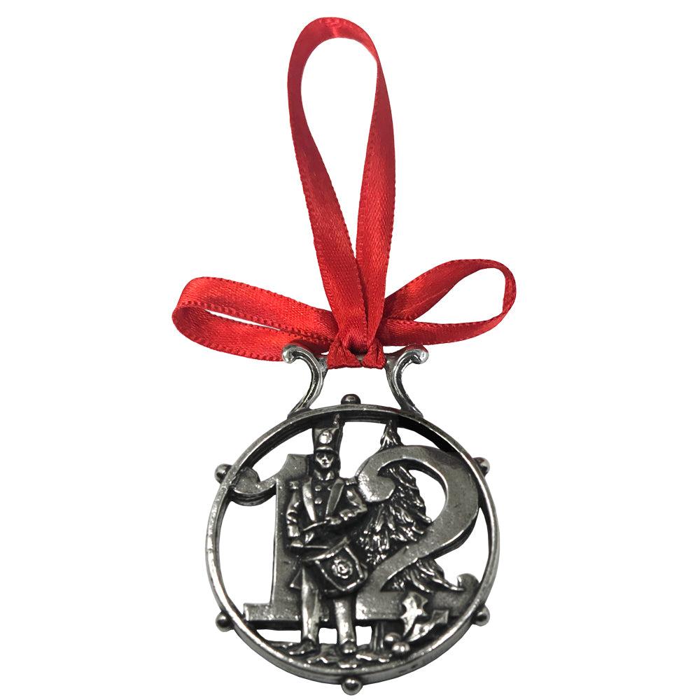 English Factory 12th Day Of Christmas Tree Pewter Ornament Bauble Decoration
