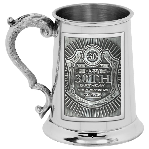 english factory 1pt* Pewter Tankard with Embossed 30th Birthday Design