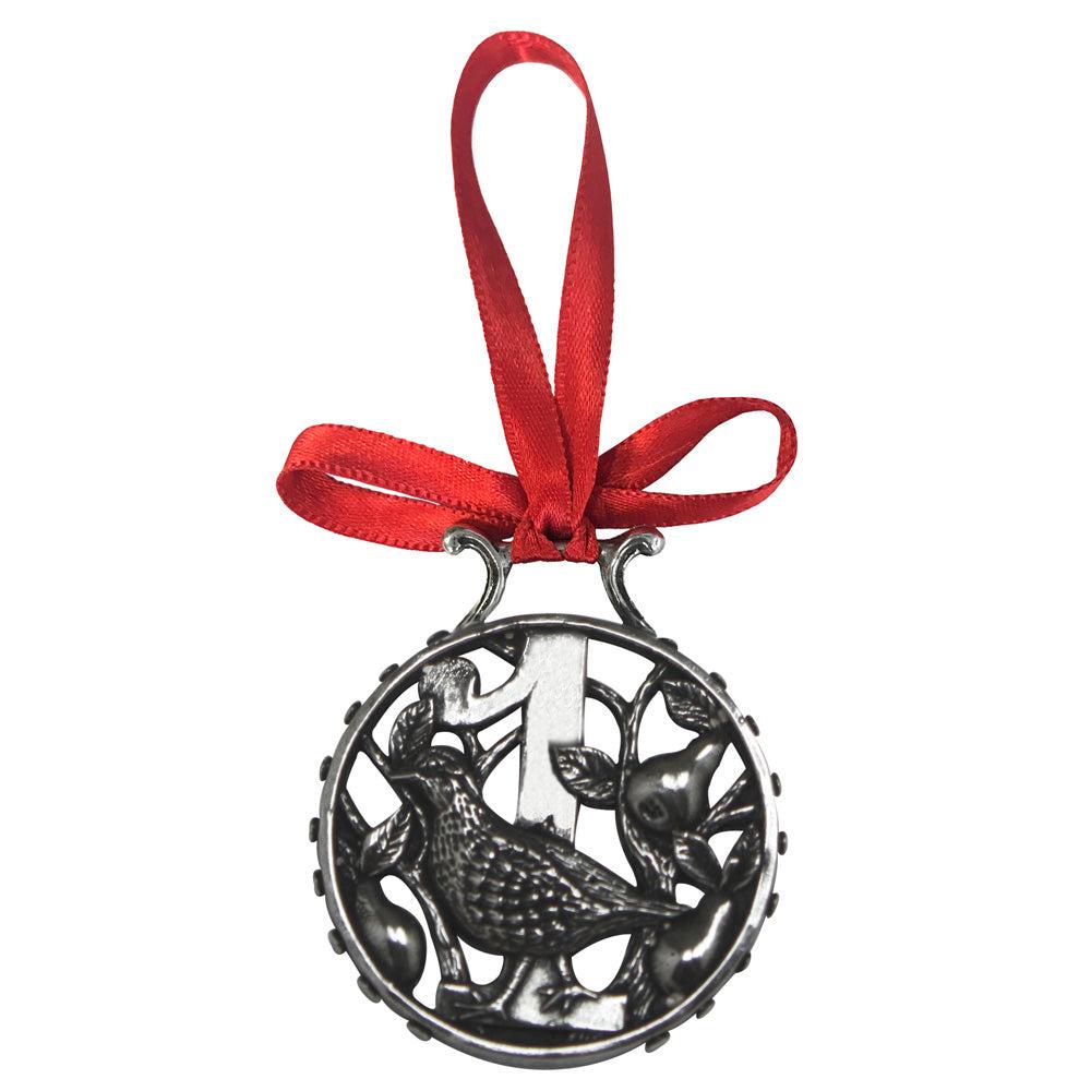 English Factory 1st Day Of Christmas Tree Pewter Ornament Bauble Decoration