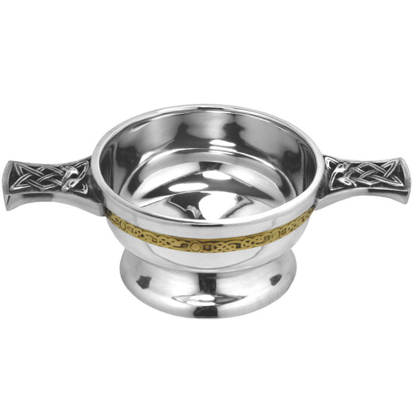 english factory 2.5 Inch Brass Celtic Band Pewter Quaich Bowl