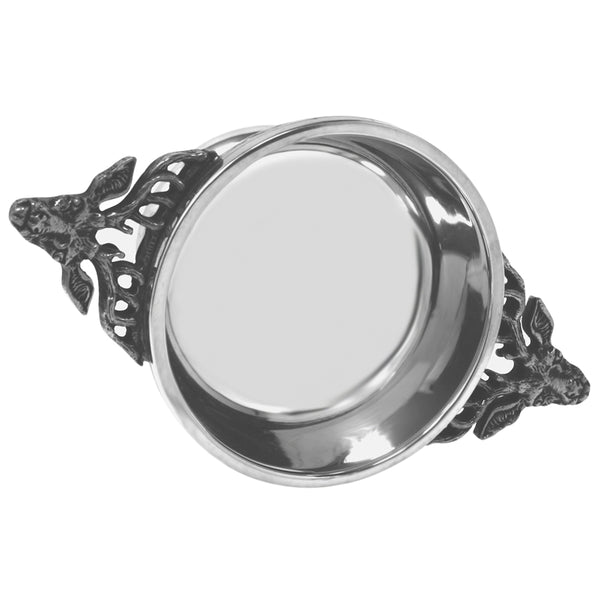 english factory 2.5 Inch Stag Handle Pewter Quaich Bowl