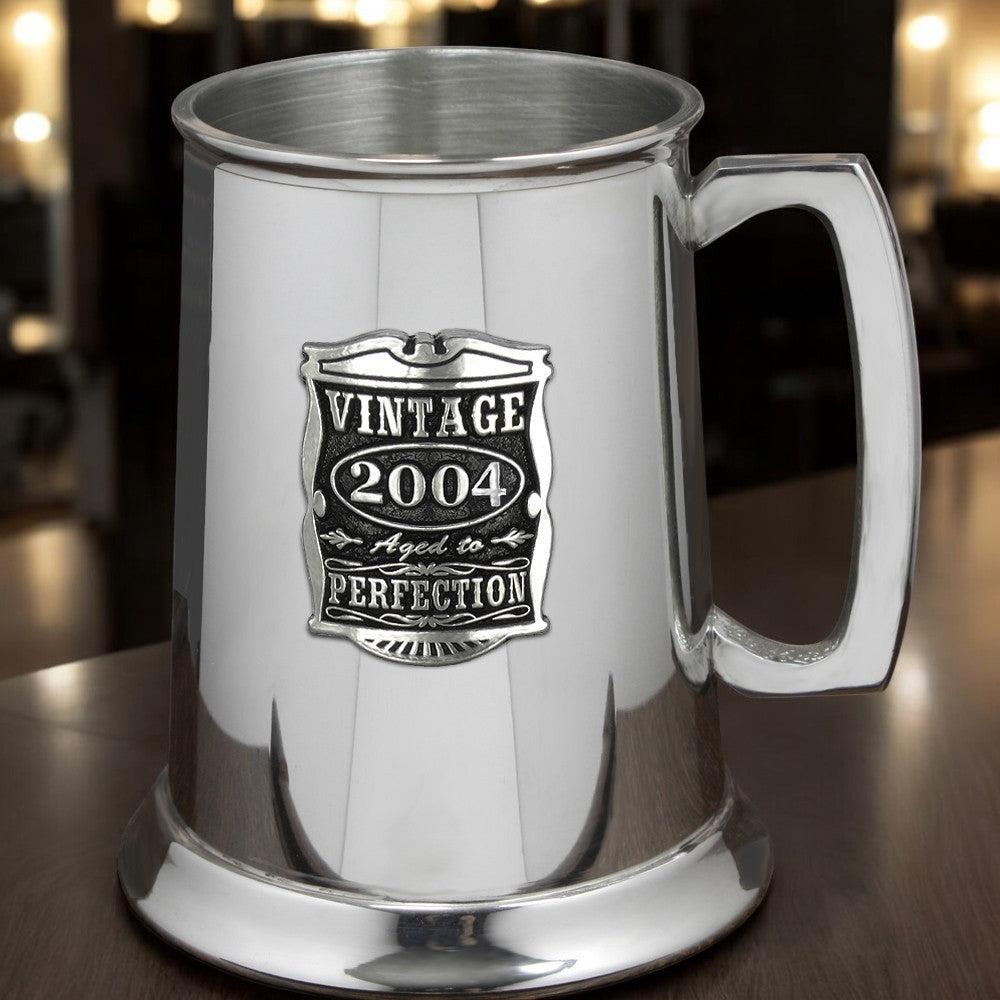 English Factory 21st Birthday Gift 2004 Vintage Years Pewter Beer Mug Tankard