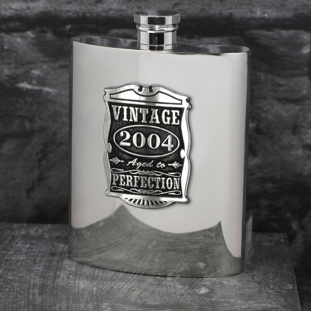 English Factory 21st Birthday Gift 2004 Vintage Years Pewter Hip Flask