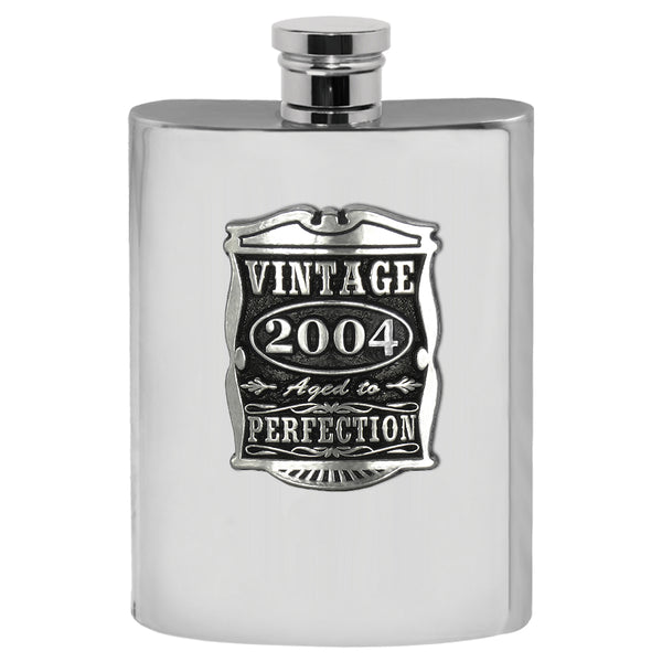 english factory 21st Birthday Gift 2004 Vintage Years Pewter Hip Flask