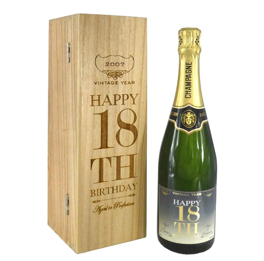 English Factory 21st Birthday Gift For Him Or Her Personalised 75cl Bottle Of Champagne Presented In An Engraved Wooden Box 2004