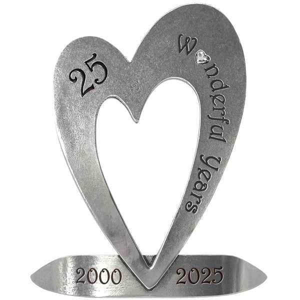 english factory 25th Silver Wedding Anniversary Heart Keepsake Gift With Swarovski Crystal Personalised With Your Years